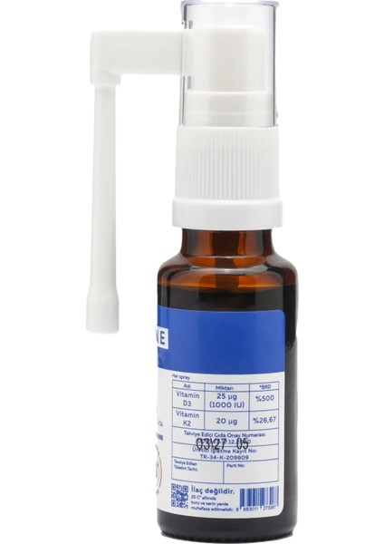 PRO1ONE D3 K2 Vitamin D3 ve Vitamin K2 Içeren Sprey Takviye Edici Gıda
