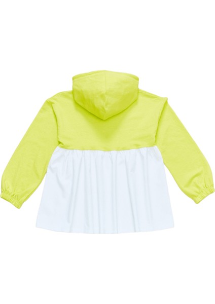 Kız Çocuk Perfect Yazı Desenli Kapüşonlu Bilekleri Lastikli Fıstık Yeşili Renk Sweatshirt