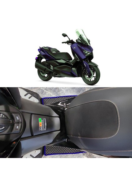 Yamaha Xmax/tech Max 250 Motor 3D Havuzlu Paspas Siyah-Fitil Rengi Mavi
