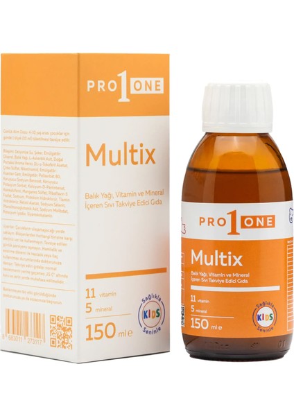PRO1ONE Multix Balık Yağı, Vitamin ve Mineral Içeren Sıvı Takviye Edici Gıda