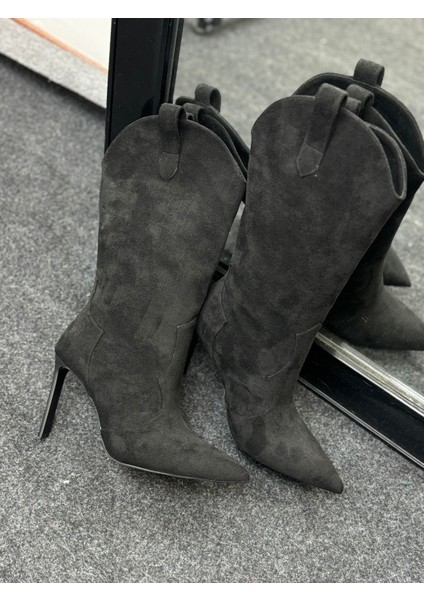 Ray Siyah Süet Sivri Burun Topuklu Çizme fırsatları