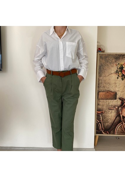 Kemerli Gabardin Pantolon
