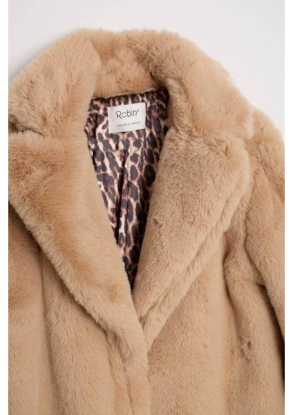 99451 Leopar Astarlı Peluş Kürk Karamel