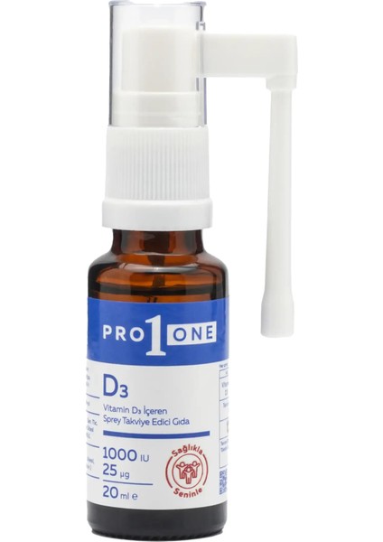 PRO1ONE Vitamin D3 1000 Iu Içeren Sprey Takviye Edici Gıda