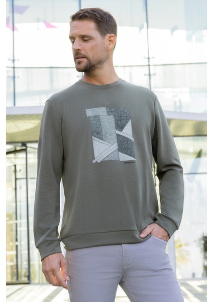 Erkek Yeşil Trend Bisiklet Yaka Sweat-Shirt fiyatları