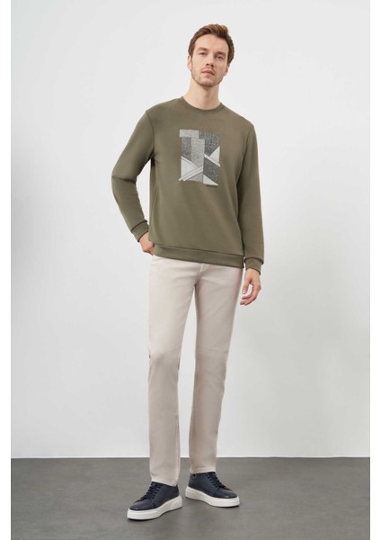 Erkek Yeşil Trend Bisiklet Yaka Sweat-Shirt fırsatları