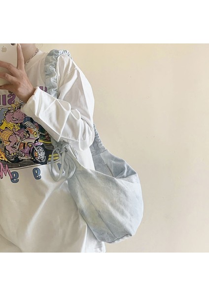 Kanvas Çanta Kadın Ins Tarzı Crossbody Çanta Omuz Çantası Büyük Kapasiteli Batik Yeni Moda Çok Yönlü Buruşuk Hamur Tatlısı Çanta (Yurt Dışından)