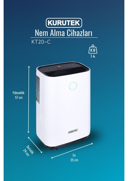 KT20C Ev Tipi Nem Alma & Hava Temizleme Cihazı