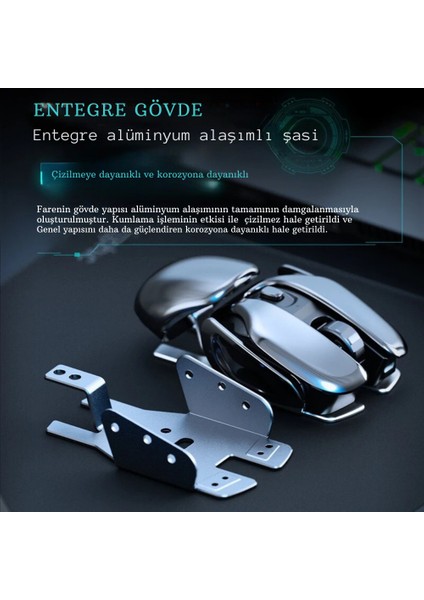 Shopfast Böcek Tasarım Mekanik Metal Kablosuz Mouse 1600DPİ Ergonomik Tüm Yüzeyler Için Sessiz Tıklama