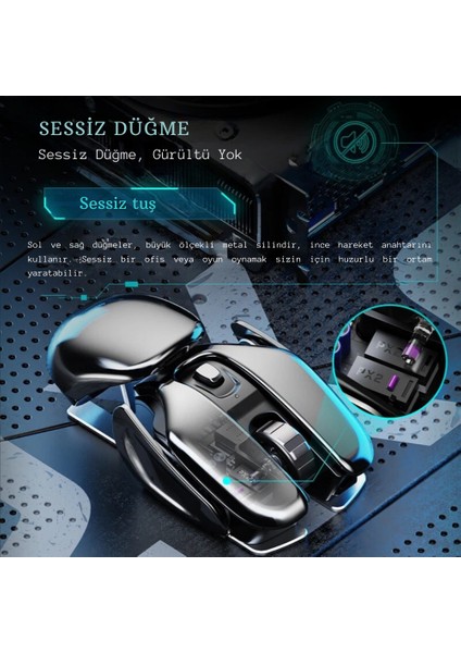 Shopfast Böcek Tasarım Mekanik Metal Kablosuz Mouse 1600DPİ Ergonomik Tüm Yüzeyler Için Sessiz Tıklama