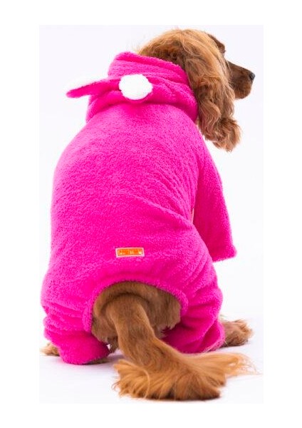 Pembe Tapeti Peluş Küçük Irk Köpek Tulumu (6,5 Kg-11 kg Arasına Uygun Bedenlerde)