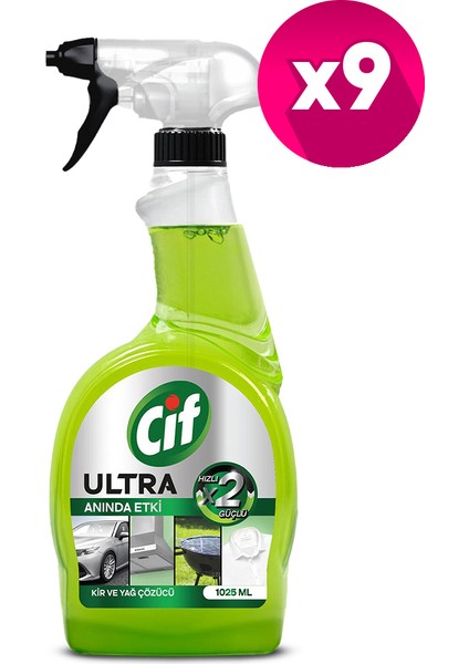 Ultra Anında Etki Kir ve Yağ Çözücü 1025 ml x 9 Adet