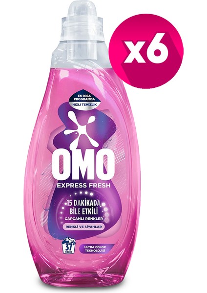 Omo Express Fresh Capcanlı Renkler Renkli Siyahlar Sıvı Çamaşır Deterjanı 1480 ml x 6 Adet