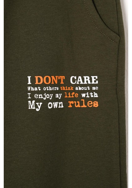 Yazı Baskılı Haki Renk Erkek Çocuk Eşofman Tek Alt fiyatları