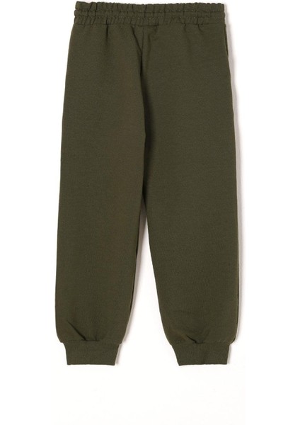 Yazı Baskılı Haki Renk Erkek Çocuk Eşofman Tek Alt modelleri