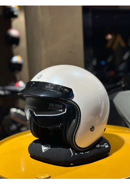 Kask Jet&Cafe Dallas M.C Sv (Gözlüklü) Inci Beyaz