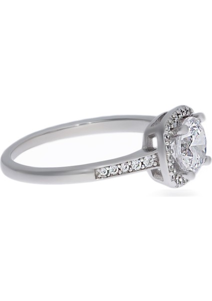 Kadın Kare Çerçeve Model Taşlı Gümüş Yüzük