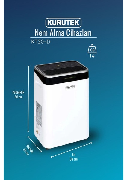 KT20D Ev Tipi Nem Alma & Hava Temizleme Cihazı