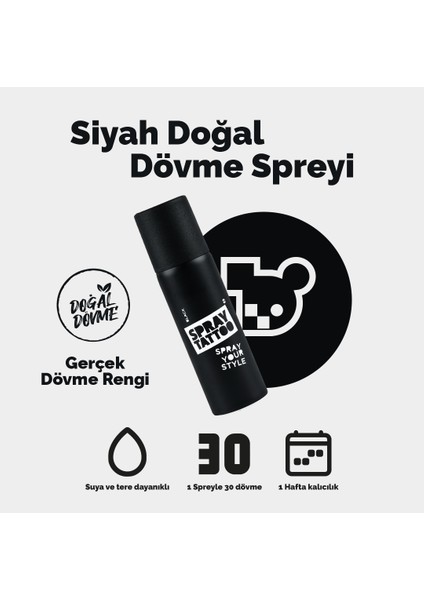 Doğal Dövme Spreyi Siyah 50 ml