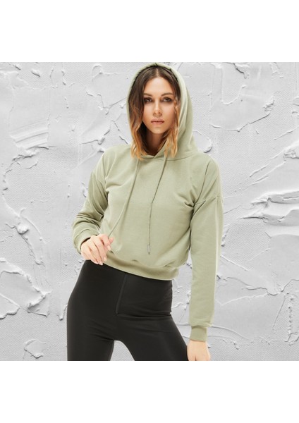 Kapüşonlu Crop Kadın Sweatshirt