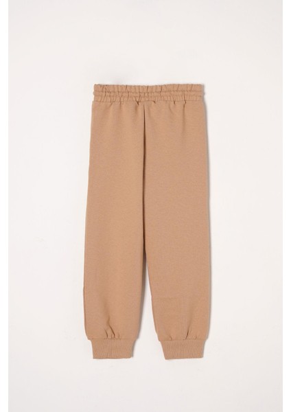 Yazı Baskılı Vizon Renk Erkek Çocuk Eşofman Tek Alt modelleri