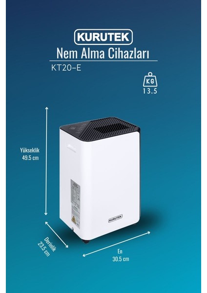 KT20E Ev Tipi Nem Alma & Hava Temizleme Cihazı