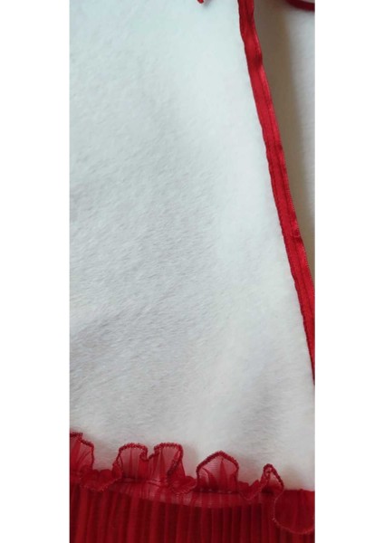Çam Ağacı Ayak Halısı Örtüsü, Yılbaşı Ağacı Altı Örtüsü Peluş Beyaz 85 cm