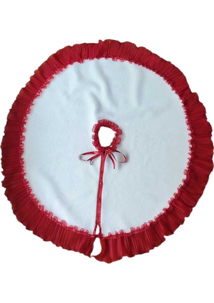 Çam Ağacı Ayak Halısı Örtüsü, Yılbaşı Ağacı Altı Örtüsü Peluş Beyaz 85 cm