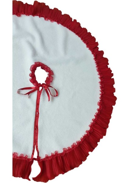 Çam Ağacı Ayak Halısı Örtüsü, Yılbaşı Ağacı Altı Örtüsü Peluş Beyaz 85 cm