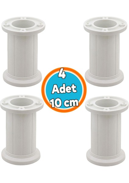 Mobilya - Koltuk - Kanepe - Tezgah - Ünite Ayağı - Ayarlı Beyaz Ayak 10 cm 4 Adet