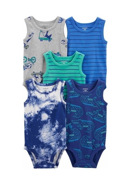 Layette Erkek Bebek 5'li Body Set Çok Renkli
