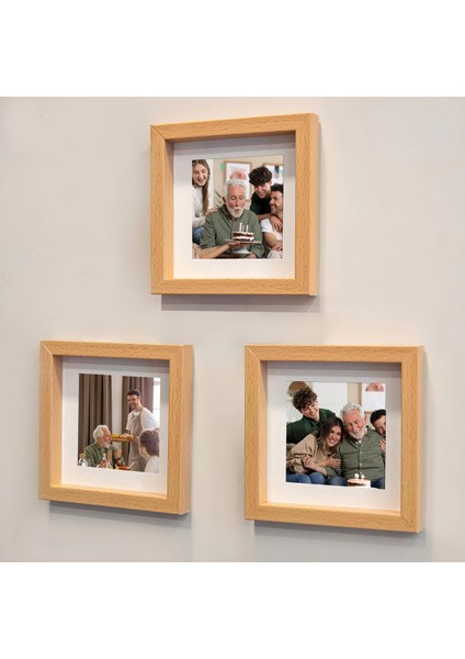 Yapışkanlı Sök-Tak Paspartulu Ahşap 14X14CM Pola Kare Fotoğraf Çerçevesi - 3'lü Paket fiyatları