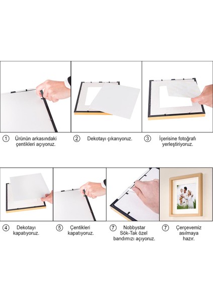 Yapışkanlı Sök-Tak Paspartulu Ahşap 14X14CM Pola Kare Fotoğraf Çerçevesi - 3'lü Paket indirimleri