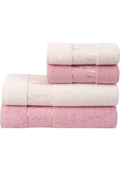 Bambu 4lü Banyo Havlu Takımı Pembe/krem
