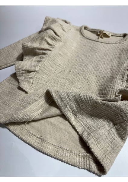Fırfır Detaylı Kız Çocuk Body Günlük Giyim 3/8 Yaş
