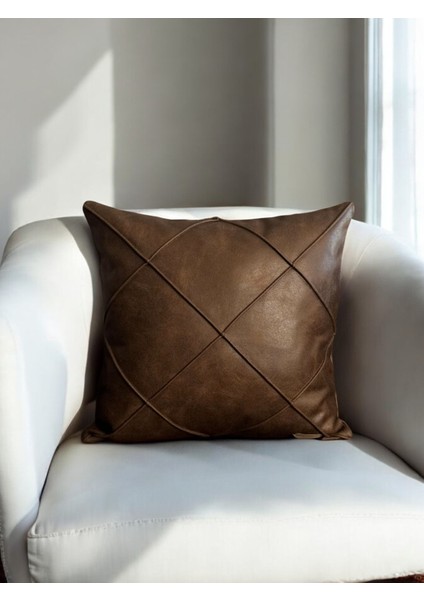 Doryan Home Efes Antik Modern Çizgili Desenli Suni Nubuk Acı Kahve Kare Dekoratif Kırlent Kılıfı 47X47 fiyatları