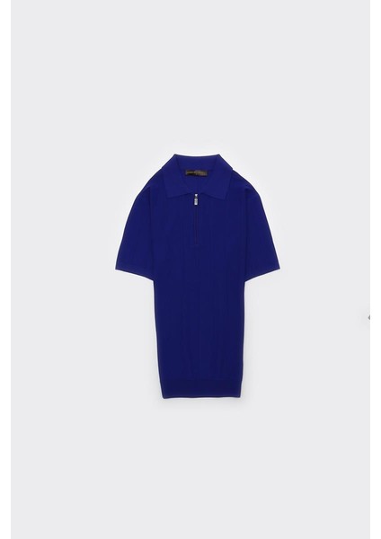 Fermuarlı Polo Yaka Kısa Kol Erkek T-Shirt