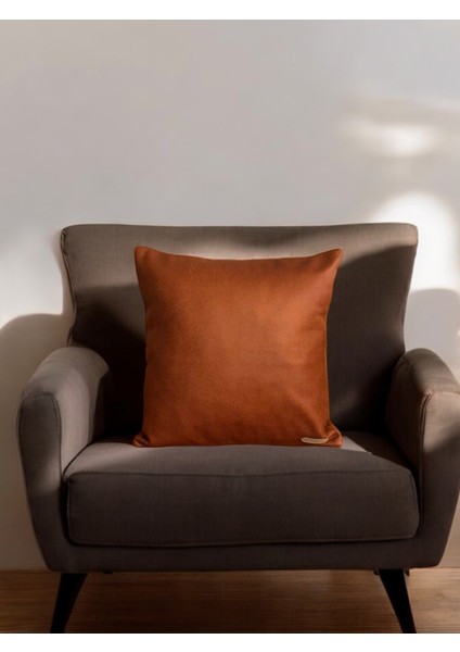 Flat Kare Suni Nubuk Deri Düz Dekoratif Kırlent Kılıfı 40X40 45X45 50X50