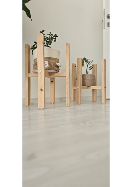Ahşap Dekoratif Saksı Altlığı 2'li Ürün Ölçüleri: Yükseklik: 40-50 cm
