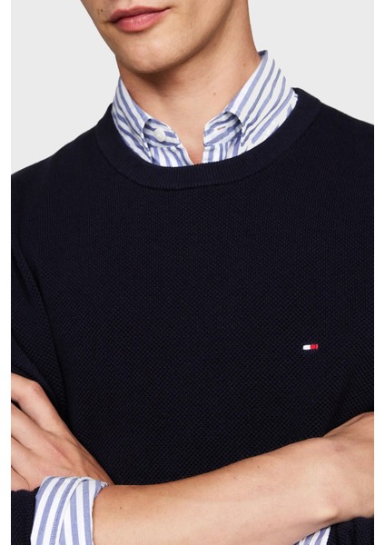 Pamuklu Regular Fit Bisiklet Yaka Kazak Erkek Kazak MW0MW36347 Dw5