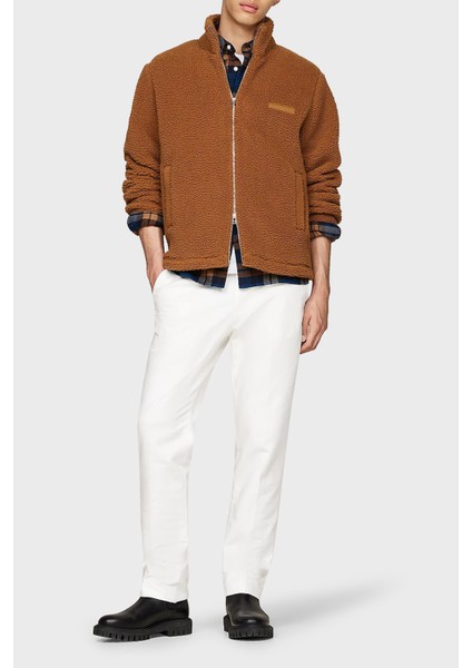 Regular Fit Dik Yaka Fermuarlı Teddy Polar Sweat Erkek Sweat MW0MW37228 Hjw