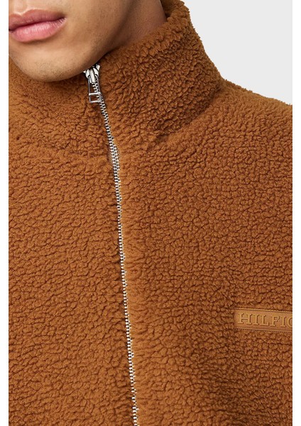 Regular Fit Dik Yaka Fermuarlı Teddy Polar Sweat Erkek Sweat MW0MW37228 Hjw