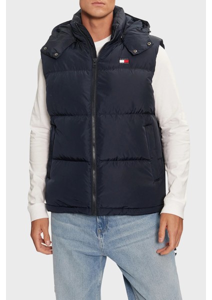 Kuş Tüyü Dolgulu Regular Fit Çıkarılabilir Kapüşonlu Şişme Yelek Erkek Yelek DM0DM19538 C1G