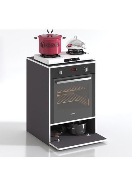 Kenzlife ankastre modülü kabini flor gri kapaklı fırın ocak dolabı sabit tabla modelleri