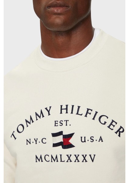 Pamuklu Regular Fit Bisiklet Yaka Logo Nakışlı Sweat Erkek Sweat MW0MW35526 Z00