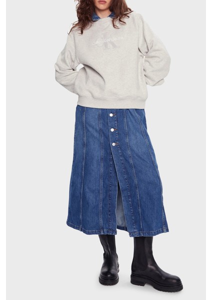 Logo Işlemeli Pamuklu Comfort Fit Bisiklet Yaka Sweat J20J224652P6G Bayan Sweat J20J224652 P6G modelleri