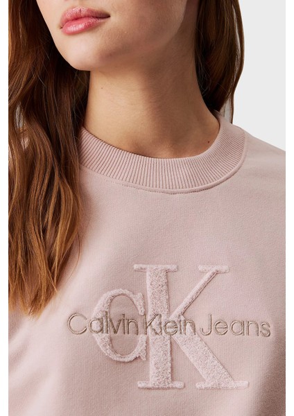 Logo Işlemeli Pamuklu Comfort Fit Bisiklet Yaka Sweat J20J224652TER Bayan Sweat J20J224652 Ter fırsatları