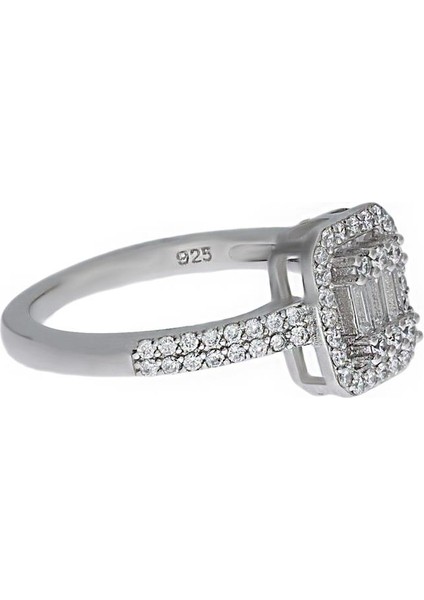 Kadın Çift Sıra Taş Detay Baget Yüzük fiyatları