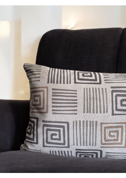 Dublin Modern Geometrik Desenli Suni Nubuk Antrasit Gri Dikdörtgen Dekoratif Kırlent Kılıfı 60X35 fırsatları