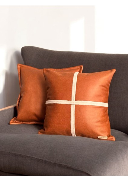 Ege Kiremit Suni Nubuk Deri Kare 2'li Set Dekoratif Kırlent Kılıfları 45x45 fiyatları
